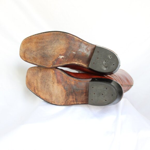 Vintage Frye Brown Leather Lace-up Equestrian Riding campus Black label Boots - Picture 9 of 12